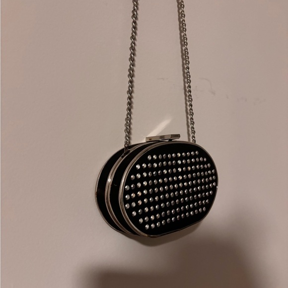 Zara inditex polyester clutch black evening studs bag - Picture 5 of 5